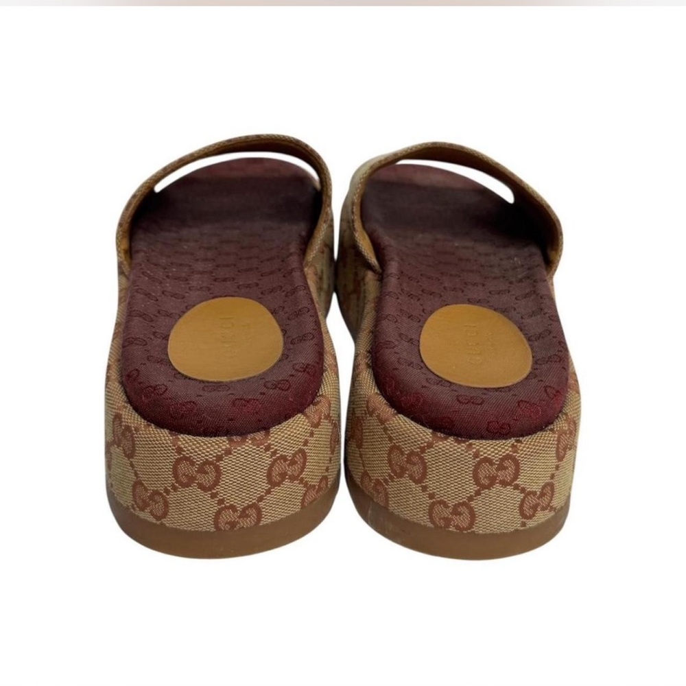 Gucci Women's Beige and Brown Platform Slides - Picture 3 of 3